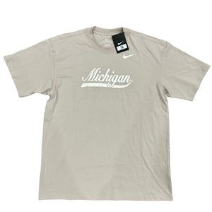 Nike Michigan Wolverines Retro Logo Oatmeal Tan T Shir